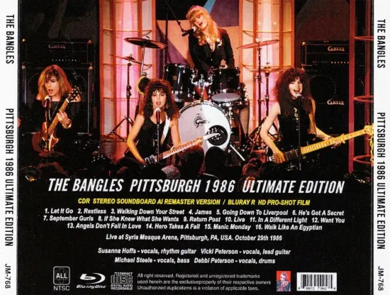 THE BANGLES / PITTSBURGH 1986 EDICIÓN DEFINITIVA SBD estéreo y HD Pro-shot (1 CDR + 1 BDR)