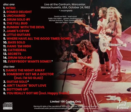 VAN HALEN / TERCERA NOCHE EN WORCESTER 1982 (2CDR)