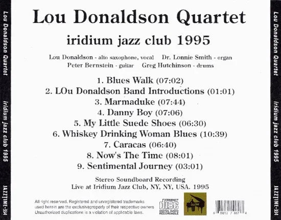 Cuarteto Lou Donaldson / Iridium Jazz Club 1995 (1 CD)