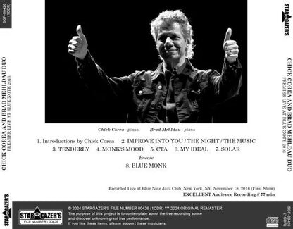 CHICK COREA AND BRAD MEHLDAU DUO / PREMIER LIVE AT BLUE NOTE 2016 (1CDR)
