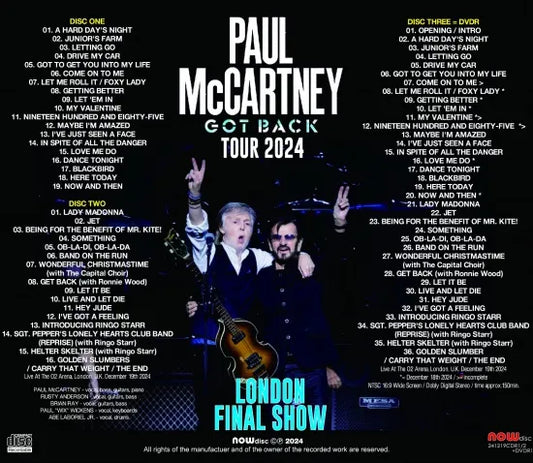 PAUL McCARTNEY / GOT BACK TOUR 2024 ÚLTIMO CONCIERTO EN LONDRES (2 CD + 1 DVD)