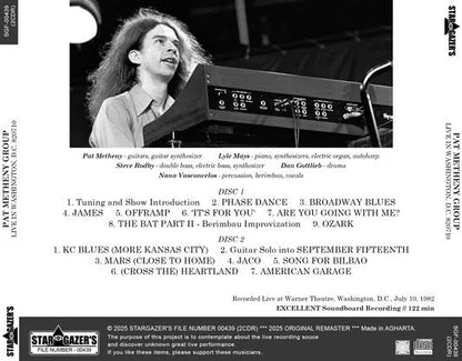 GRUPO PAT METHENY / EN VIVO EN WASHINGTON, DC 820710 (2CDR)