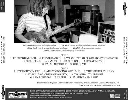 GRUPO PAT METHENY / VIVE EN VANCOUVER 841028 (2CDR)