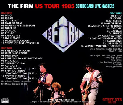 THE FIRM / US TOUR 1985: SOUNDBOARD LIVE MASTERS (3CDR)