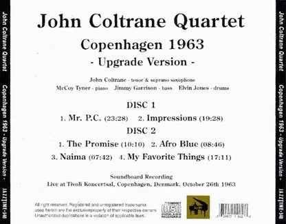 John Coltrane Quartet / Copenhagen 1963 Upgrade Version Soundboard (2CDR)