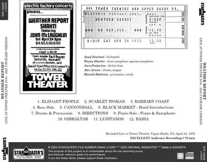 WEATHER REPORT / 2025 UPGRADE VERSION LIVE AT TOWER THEATER 1976 (1CDR)