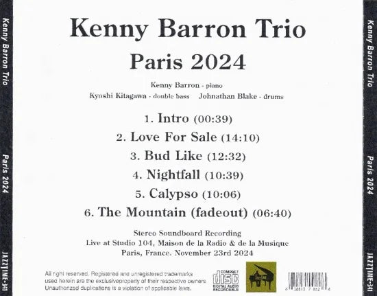 Kenny Barron Trio / Paris 2024 Soundboard (1CDR)