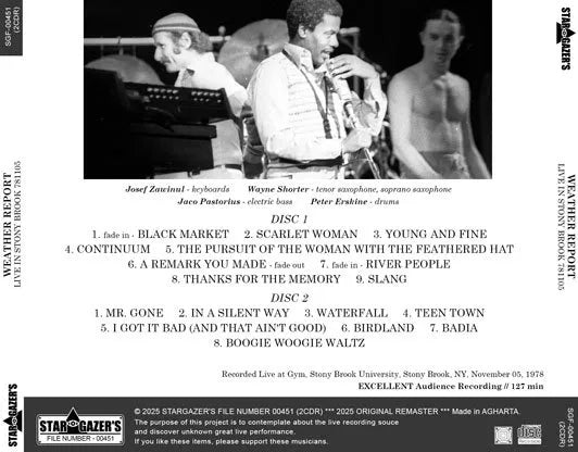WEATHER REPORT / LIVE IN STONY BROOK 781105 (2CDR)