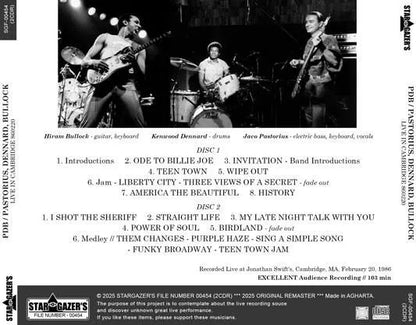 PDB - PASTORIUS, DENNARD, BULLOCK / LIVE IN CAMBRIDGE 860220 (2CDR)