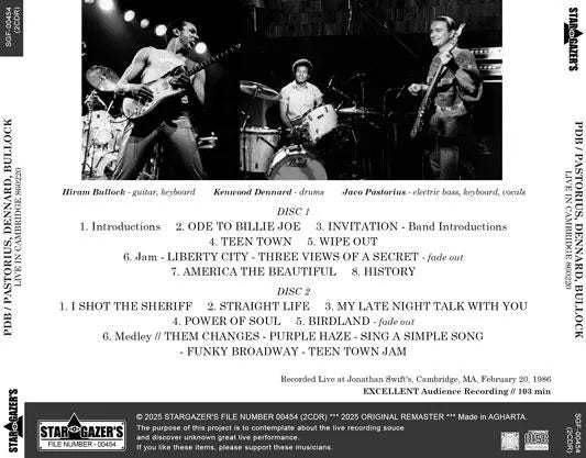 PDB - PASTORIUS, DENNARD, BULLOCK / EN DIRECTO EN CAMBRIDGE 860220 (2CDR)