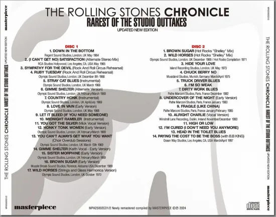 THE ROLLING STONES / CHRONICLE RAREST OF THE STUDIO OUTTAKES UPDATED NEW EDITION 2024 (2CD)