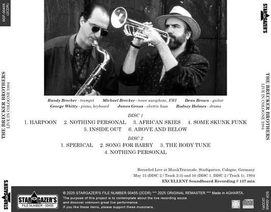 THE BRECKER BROTHERS / LIVE IN COLOGNE 1994 (2CDR)