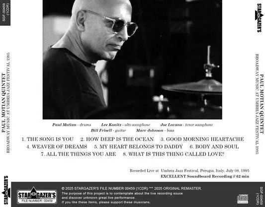 PAUL MOTIAN QUINTET / BROADWAY MUSIC AT UMBRIA JAZZ FESTIVAL 1995 (1CDR)