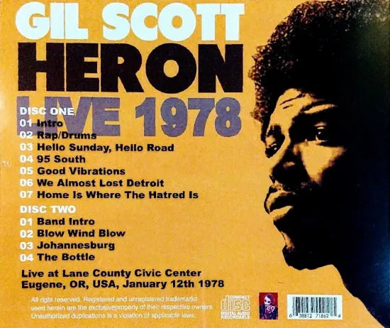 Gil Scott Heron & The Midnight Band / Live 1978 STEREO SOUNDBOARD (2CDR)