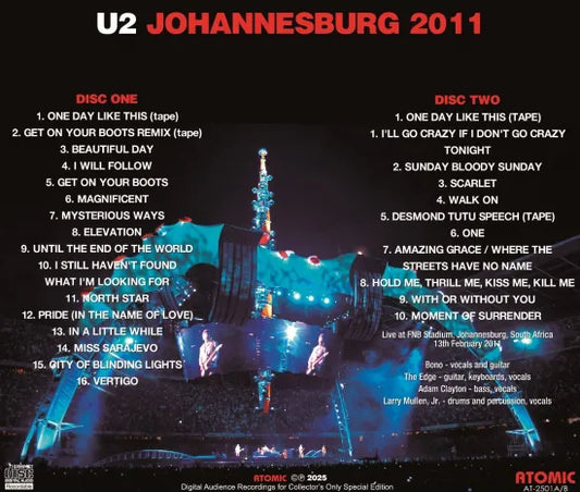 U2 / JOHANNESBURG 2011 SOUTH AFRICA 360° TOUR 2011 IEM RECORDINGS (2CDR)
