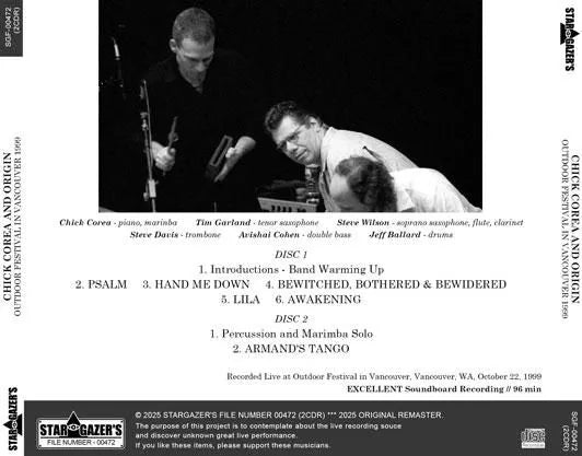 CHICK COREA AND ORIGIN / OUTDOOR FESTIVAL IN VANCOUVER 1999 (2CDR)