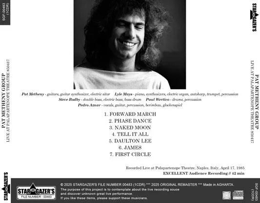 PAT METHENY GROUP / LIVE AT PALAPARTENOPE THEATRE 850417 (1CDR)