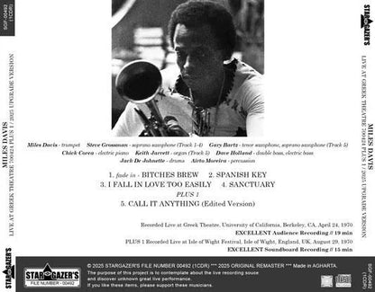 MILES DAVIS / LIVE AT GREEK THEATRE 700424 PLUS 1 2025 UPGRADE VERSION (1CDR)