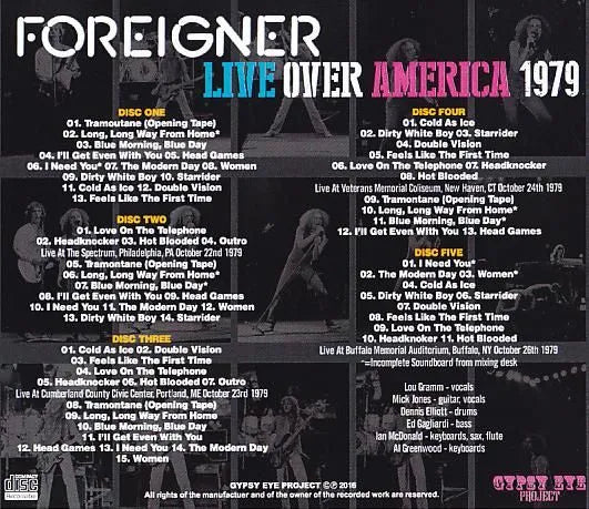 FOREIGNER / LIVE OVER AMERICA 1979 (5CDR)