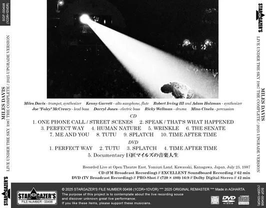 MILES DAVIS / LIVE UNDER THE SKY 1987 THE COMPLETE 2025 UPGRADE VERSION (1CDR+1DVDR)