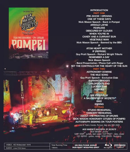 EL PLATO LLENO DE SECRETOS DE NICK MASON / EN VIVO EN POMPEI 2023 EDICIÓN MULTICÁMARA HD (1BDR)