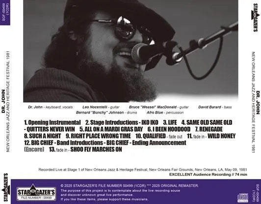 DR. JOHN / NEW ORLEANS JAZZ AND HERITAGE FESTIVAL 1981 (1CDR)