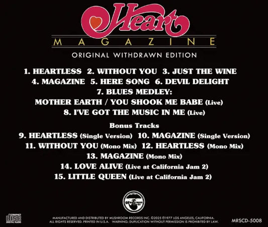 HEART / MAGAZINE ORIGINAL WITHDRAWN EDITION (1CD)