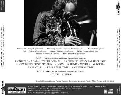 MILES DAVIS / NICE JAZZ FESTIVAL 1986 COMPLETE THIRD DAY 2025 UPGRADE VERSION (2CDR)