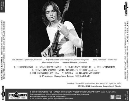 WEATHER REPORT / FIRST SHOW WITH JACO PASTORIUS LIVE AT HILL AUDITORIUM 760401 - 2025 Ver. (1CDR)
