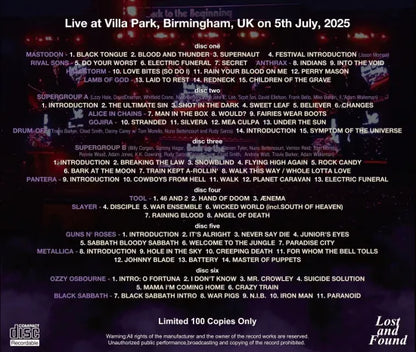 V.A. (BLACK SABBATH and FRIENDS) / BACK TO THE BEGINNING (6CDR) STEREO SOUNDBOARD