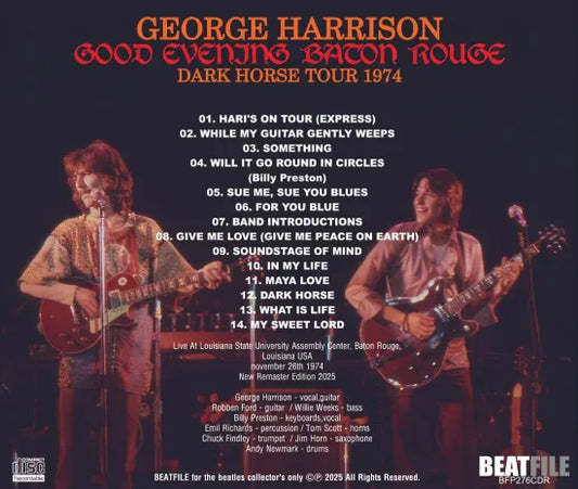 GEORGE HARRISON / GOOD EVENING BATON ROUGE DARK HORSE TOUR 1974 (1CDR)