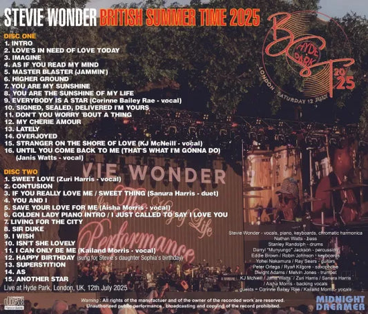 STEVIE WONDER / BRITISH SUMMER TIME 2025 (2CDR)