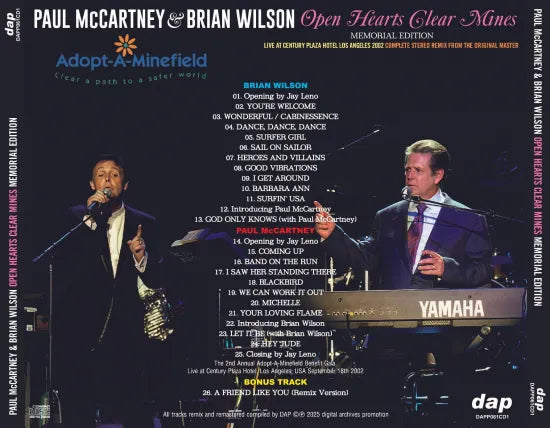 PAUL McCARTNEY & BRIAN WILSON / OPEN HEARTS CLEAR MINES MEMORIAL EDITION (1CD)