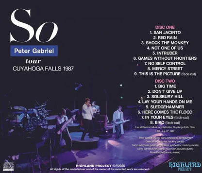 PETER GABRIEL / SO TOUR CUYAHOGA FALLS 1987 (2CDR)