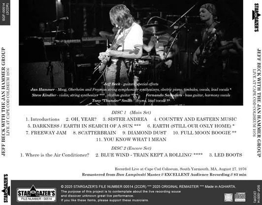 JEFF BECK WITH THE JAN HAMMER GROUP / LIVE AT CAPE COD COLISEUM 1976 (2CDR)