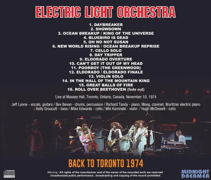 ELECTRIC LIGHT OECHESTRA / BACK TO TORONTO 1974 (1CDR)