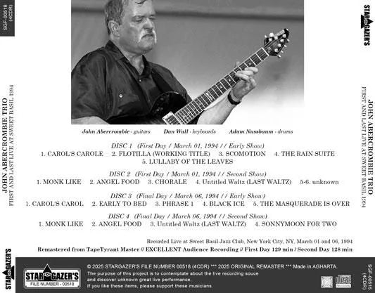 JOHN ABERCROMBIE TRIO / FIRST AND LAST LIVE AT SWEET BASIL 1994 (4CDR)