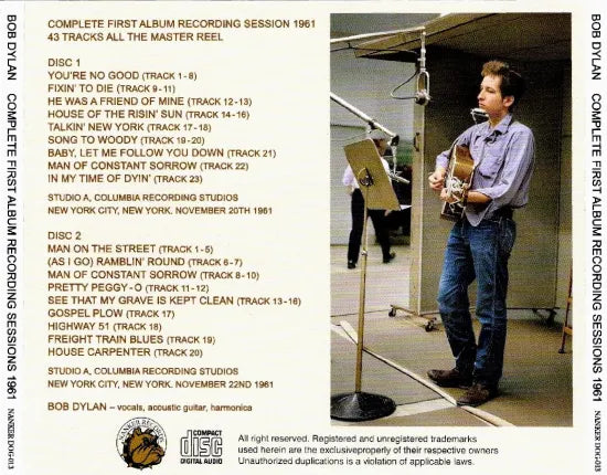 BOB DYLAN / COMPLETE FIRST ALBUM RECORDING SESSION 1961 ALL THE MASTER REEL (2CD)