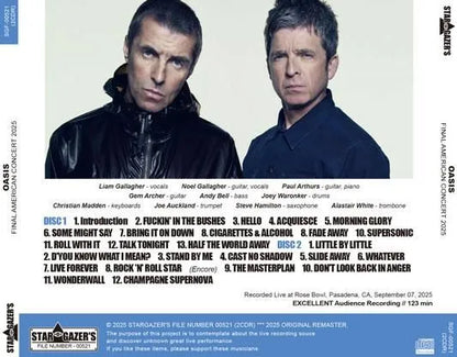 OASIS / FINAL AMERICAN CONCERT 2025 (2CDR)
