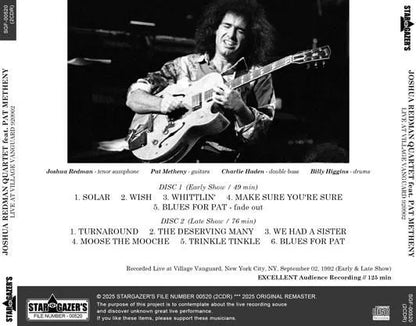 JOSHUA REDMAN QUARTET FEATURING PAT METHENY / LIVE AT VILLAGE VANGUARD 920902 (2CDR)