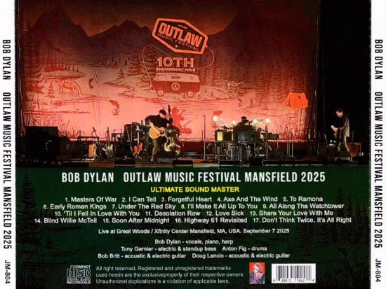 BOB DYLAN / OUTLAW MUSIC FESTIVAL MANSFIELD 2025 (1CDR)