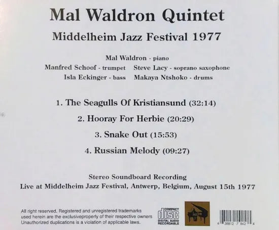 Mal Waldron Quintet / Middelheim Jazz Festival 1977 (1CDR)