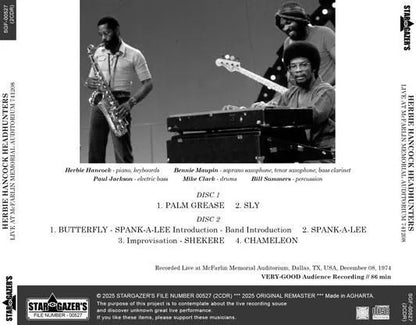 HERBIE HANCOCK HEADHUNTERS / LIVE AT McFARLIN MEMORIAL AUDITORIUM 741208 (2CDR)