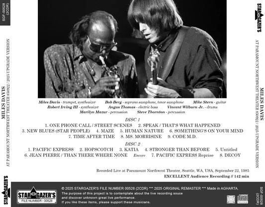 MILES DAVIS / EN EL CINE PARAMOUNT NORTHWEST 850922 VERSIÓN ACTUALIZADA 2025 (2 CDR)