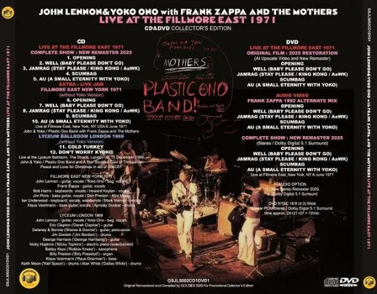 JOHN LENNON with FRANK ZAPPA AND THE MOTHERS / LIVE AT THE FILLMORE EAST 1971 (1CD+1DVD)