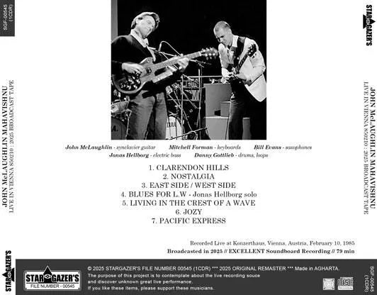 JOHN McLAUGHLIN MAHAVISHNU / LIVE IN VIENNA 850210 2025 BROADCAST TAPE (1CDR)