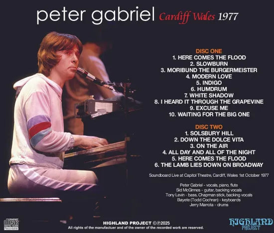 PETER GABRIEL / CARDIFF WALES 1977 SOUNDBOARD (2CDR)