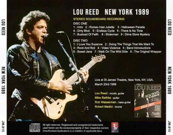 LOU REED / NEW YORK 1989 STEREO SOUNDBOARD (2CDR)