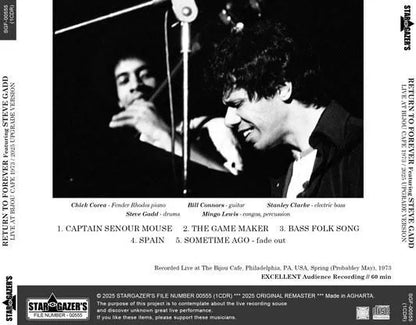RETURN TO FOREVER FEATURING STEVE GADD / LIVE AT BIJOU CAFE 1973 2025 UPGRADE VERSION (1CDR)