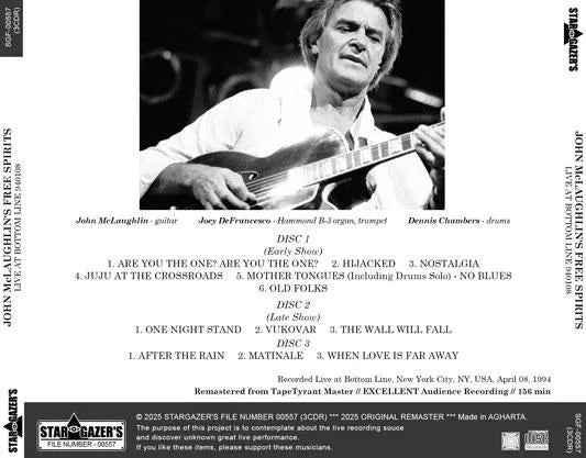 JOHN McLAUGHLIN'S FREE SPIRITS / LIVE AT BOTTOM LINE 940108 (3CDR)